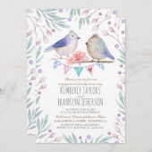 Birds Couple Schattigee verlovingsfeest Kaart (Voorkant / Achterkant)