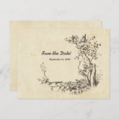  Birds Cream Sla de datum op Aankondigingskaart (Voorkant / Achterkant)