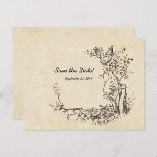 Birds Cream Sla de datum op Aankondigingskaart (Voorkant / Achterkant)