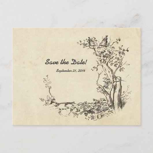  Birds Cream Sla de datum op Aankondigingskaart (Voorkant)