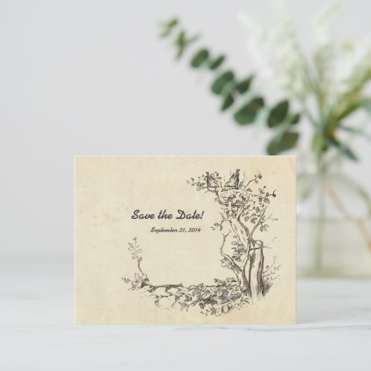  Birds Cream Sla de datum op Aankondigingskaart (Staand voorkant)