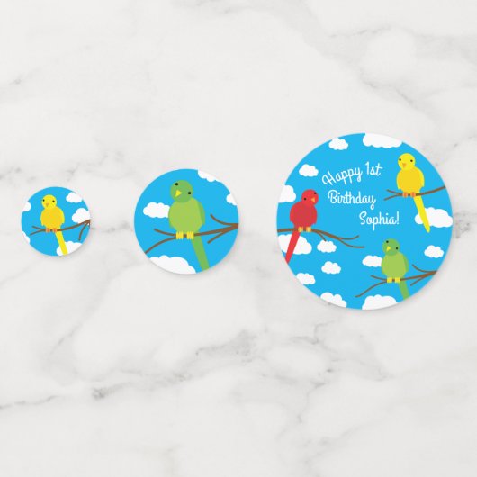 Birds Cute Colorful Spring Kind Birthday Confetti (Achterkanten)