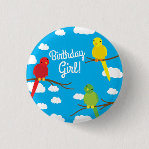 Birds Cute Colorful Spring Kind Birthday Ronde Button 3,2 Cm