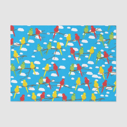 Birds Cute Colorful Spring Kind Birthday Tissuepapier (Voorkant)