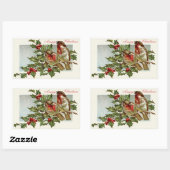  Birds en Holly Christmas Rechthoekige Sticker (Vel)