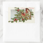  Birds en Holly Christmas Rechthoekige Sticker (Tas)