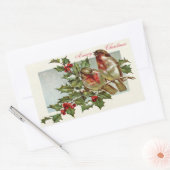  Birds en Holly Christmas Rechthoekige Sticker (Envelop)