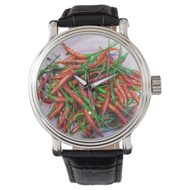 Bird's Eye Chili Peppers Horloge (Voorkant)