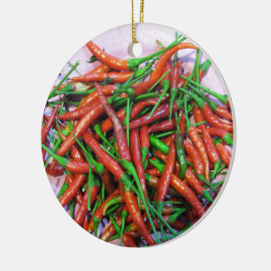 Bird's Eye Chili Peppers Keramisch Ornament