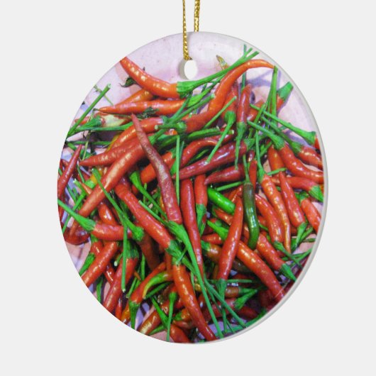 Bird's Eye Chili Peppers Keramisch Ornament (Links)