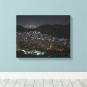 Bird's Eye uitzicht fotografie van stadslichten Canvas Afdruk (Insitu (Houten vloer))