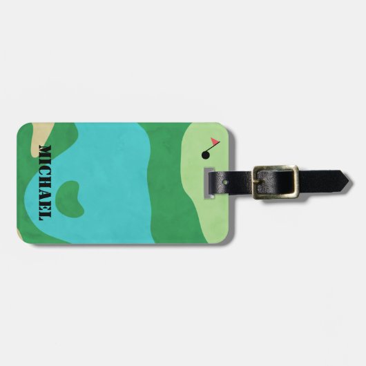 Bird's Eye Uitzicht golfbaan - Aangepaste naam Bagagelabel (Voorkant horizontaal)