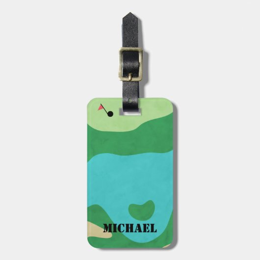 Bird's Eye Uitzicht golfbaan - Aangepaste naam Bagagelabel (Voorkant verticaal)