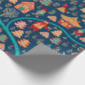 Bird's eye uitzicht. Houses, bos, dwergen, beren,  Cadeaupapier (Hoek)