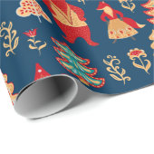 Bird's eye uitzicht. Houses, bos, dwergen, beren,  Cadeaupapier (Rol Hoek)