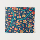 Bird's eye uitzicht. Houses, bos, dwergen, beren, Wandkleed (Voorkant (horizontaal))