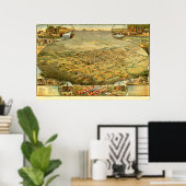 Bird's eye uitzicht map of Phoenix, Arizona in 188 Poster (Thuiskantoor)