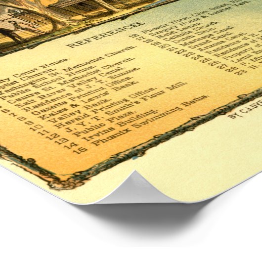 Bird's eye uitzicht map of Phoenix, Arizona in 188 Poster (Hoek)