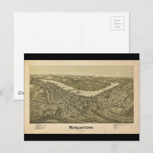Bird's Eye Uitzicht Morgantown West Virginia (1897 Briefkaart (Voorkant / Achterkant)