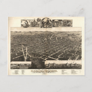 Bird's Eye Uitzicht of Kalamazoo, Michigan (1883) Briefkaart