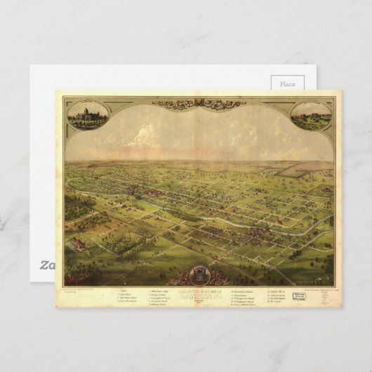 Bird's Eye Uitzicht of Lansing, Michigan (1866) Briefkaart (Voorkant / Achterkant)