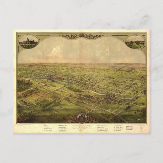 Bird's Eye Uitzicht of Lansing, Michigan (1866) Briefkaart (Voorkant)