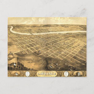 Bird's Eye Uitzicht of Lawrence, Kansas (1869) Briefkaart