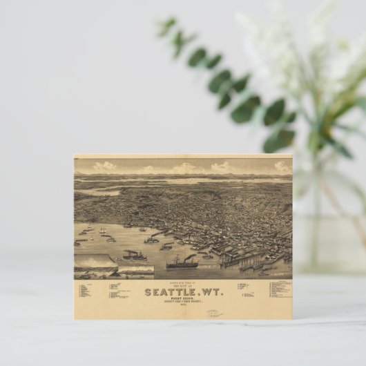 Bird's Eye Uitzicht of Seattle, Washington (1884) Briefkaart (Staand voorkant)