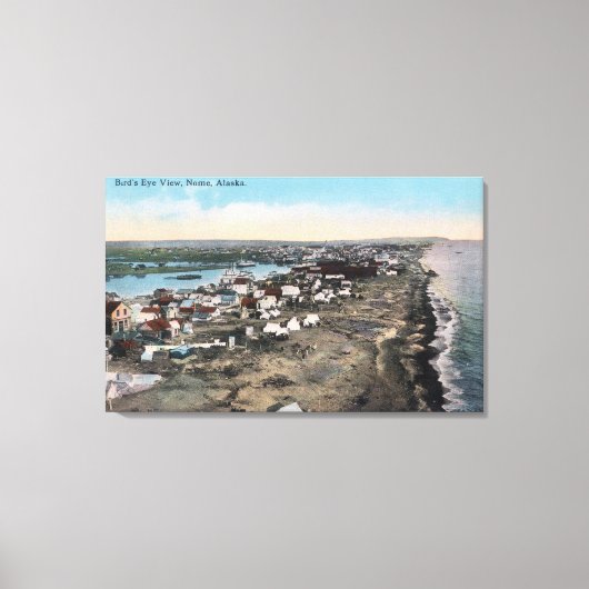 Bird's Eye Uitzicht of TownNome, AK Canvas Afdruk (Voorkant)