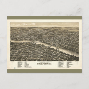 Bird's eye uitzicht Rockford Illinois (1880) Briefkaart