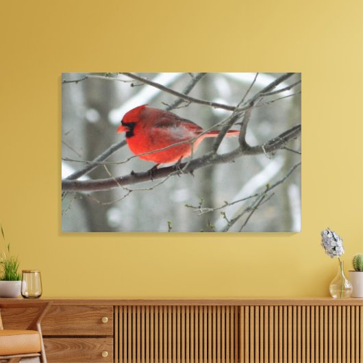 Bird's Eye Uitzicht (Rode Kardinaal) Canvas Print (Insitu (Woonkamer))