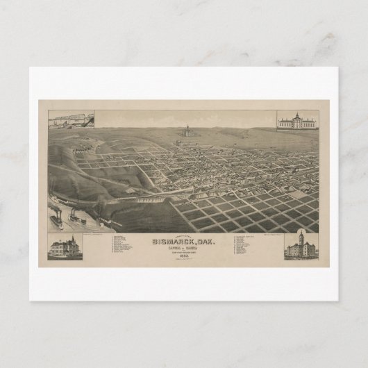  Bird's-Eye Uitzicht van Bismarck, North Dakota Briefkaart (Voorkant)
