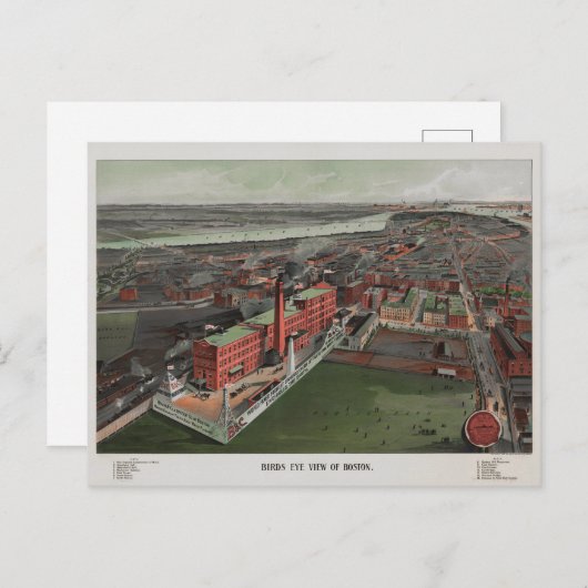 Birds Eye Uitzicht van Boston Briefkaart (Voorkant / Achterkant)