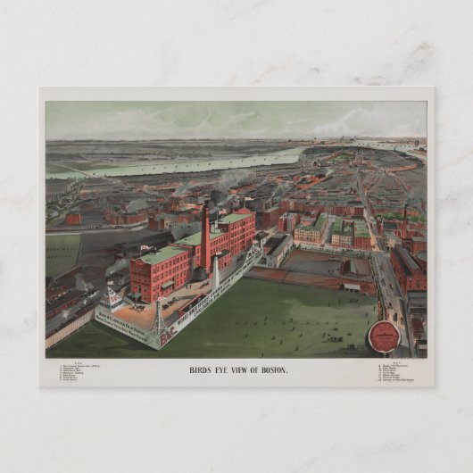 Birds Eye Uitzicht van Boston Briefkaart (Voorkant)