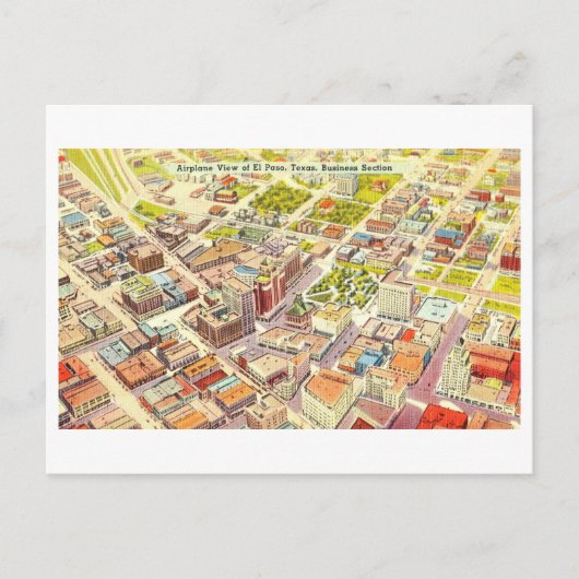 Bird's Eye Uitzicht van El Paso, Texas,  Briefkaart (Voorkant)