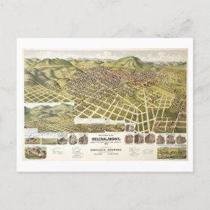 Bird's Eye Uitzicht van Helena, Montana, in 1890 Briefkaart