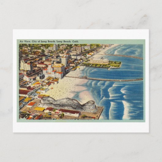 Bird's Eye Uitzicht van Long Beach, Californië, Briefkaart (Voorkant)