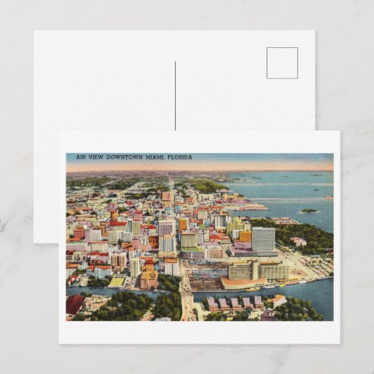 Bird's Eye Uitzicht van Miami, Florida,  Briefkaart (Voorkant / Achterkant)