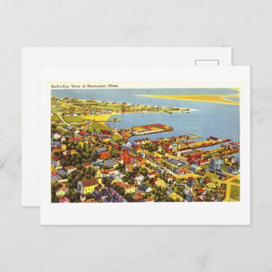Bird's-Eye Uitzicht van Nantucket, Massachusetts, Briefkaart (Voorkant / Achterkant)