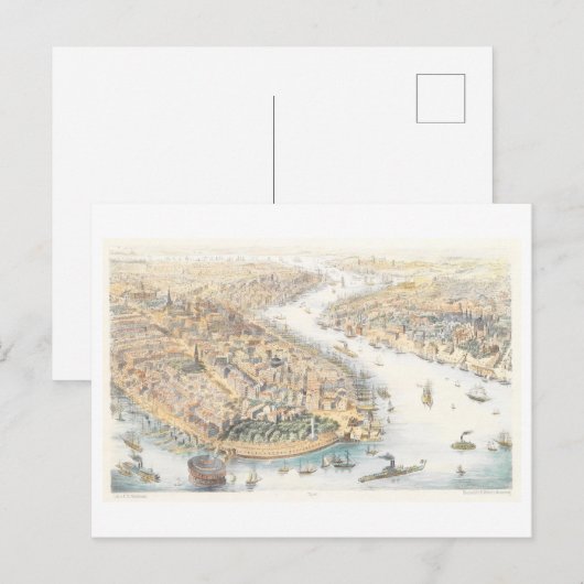 Bird's-Eye Uitzicht van New York Briefkaart (Voorkant / Achterkant)