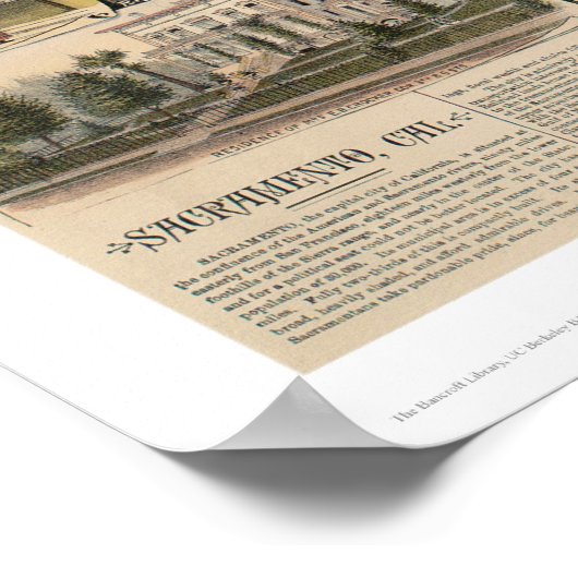 Bird's eye uitzicht van Sacramento, Calif. (1293) Poster (Hoek)