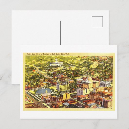 Bird's Eye Uitzicht van Salt Lake City, Utah,  Briefkaart (Voorkant / Achterkant)