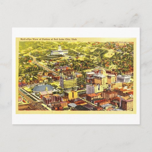 Bird's Eye Uitzicht van Salt Lake City, Utah,  Briefkaart (Voorkant)