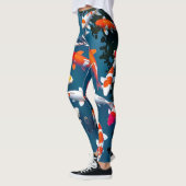 Bird's Eye View of Colorful Koi Fish Pond Leggings (Links)
