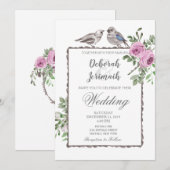 Birds & Flowers Lente Zomer Huwelijksuitnodiging Kaart (Voorkant / Achterkant)