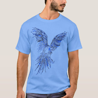 BIRDS Flying Blue Parrot Iconic Graphic Art Design T-shirt