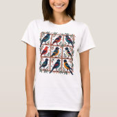 Birds Folk Art - 3x3 Vogelliefhebber Aardig & Rust T-shirt (Voorkant)