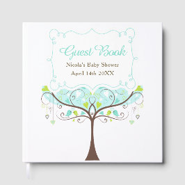 Birds Hearts Tree Blue and Green Baby Shower Gastenboek