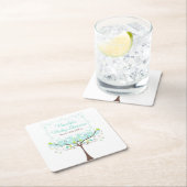 Birds Hearts Tree Blue and Green Baby Shower Kartonnen Onderzetters (Insitu)