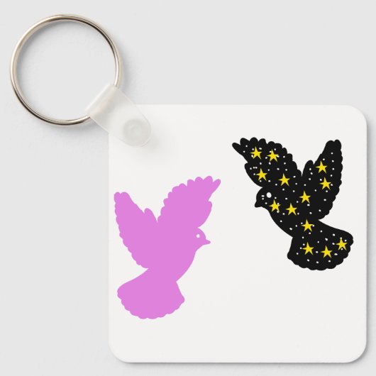 Birds Keychain – Paired Sky Creatures Silhouette (Voorkant)